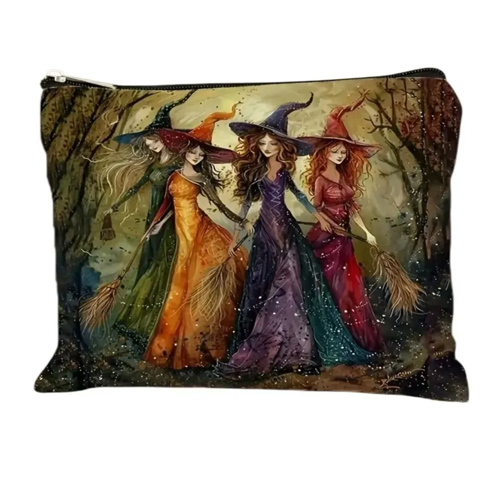 Colorful Witch-Themed Cosmetics Bag